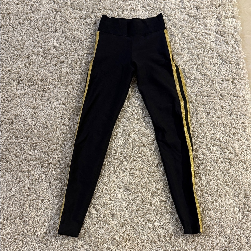 Ultracor Black Leggings with Gold Accents XS new